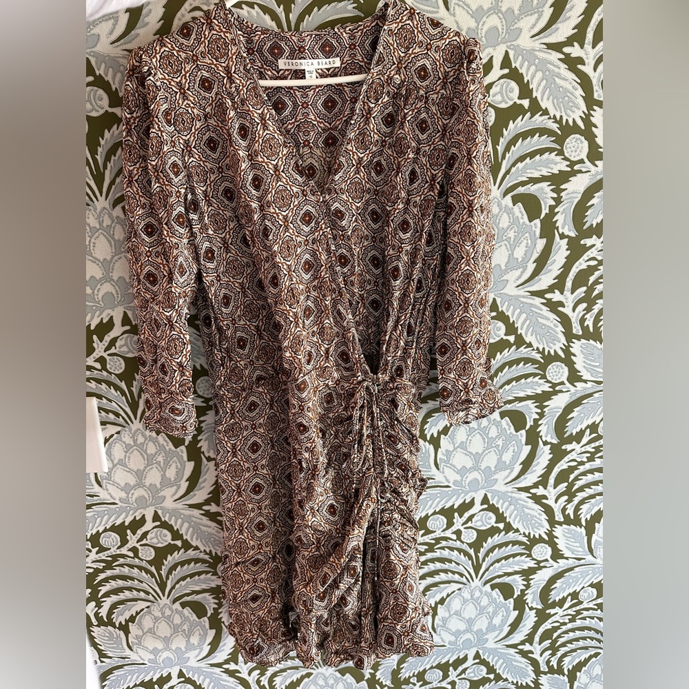 Veronica Beard Brown Printed Mini Wrap Dress